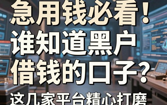 急用钱必看!谁知道黑户借钱的口子?这几家平台精心打磨,亲测实用满分!