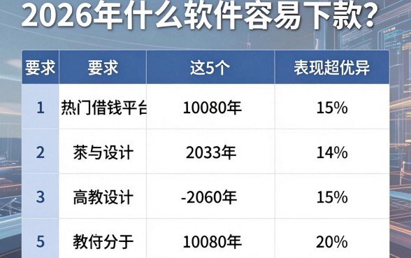 2026年什么软件容易下款?热门借钱平台这5个表现超优异!