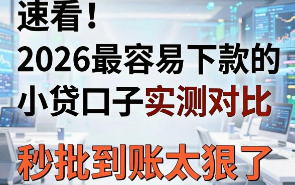 速看!2026最容易下款的小贷口子实测对比,秒批到账太狠了
