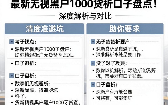 最新无视黑户1000贷款口子盘点！深度解析与对比，助你精准避坑