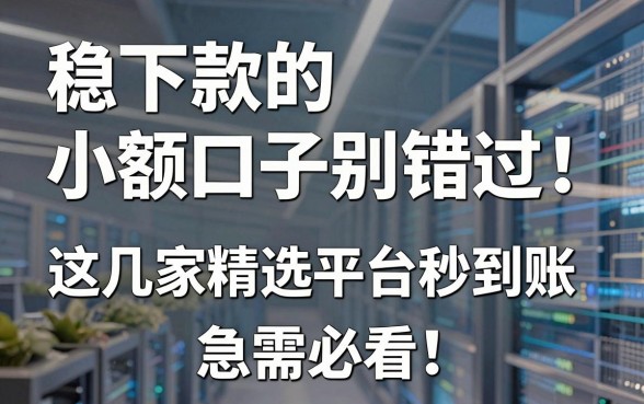 稳下款的小额口子别错过!这几家精选平台秒到账,急需必看