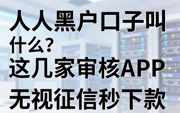 人人黑户口子叫什么？这几家极速审核APP无视征信秒下款！