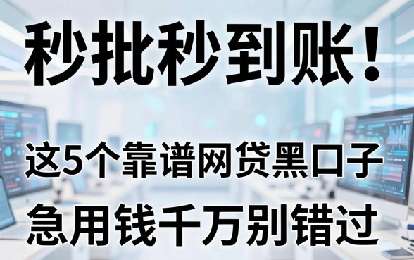 秒批秒到账！这5个靠谱网贷黑口子，急用钱千万别错过！