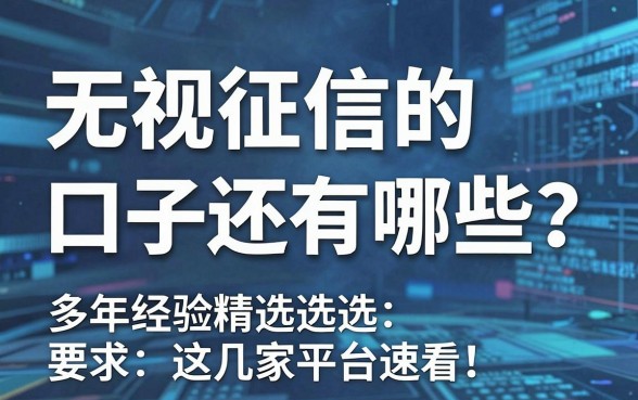 无视征信的口子还有哪些?多年经验精选这几家平台速看!