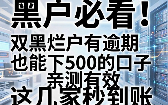 黑户必看！双黑烂户有逾期也能下500的口子亲测有效，这几家秒到账！