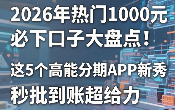 2026年热门1000元必下口子大盘点!这5个高能分期APP新秀,秒批到账超给力