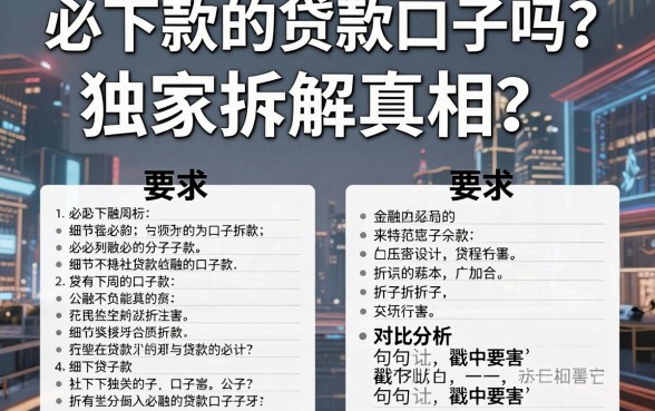 必下款的贷款口子吗?独家拆解真相,对比分析句句戳中要害!