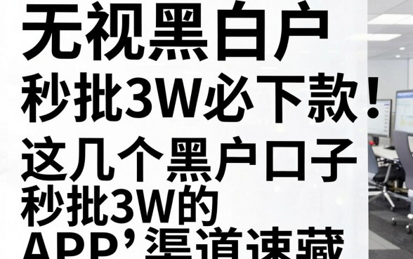 无视黑白户,秒批3W必下款!这几个黑户口子秒批3w的APP渠道速藏!