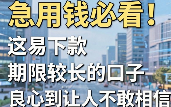 急用钱必看!这几家容易下款期限较长的口子,良心到让人不敢相信!