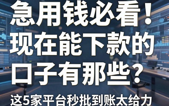 急用钱必看!现在能下款的口子有那些?这5家平台秒批到账太给力