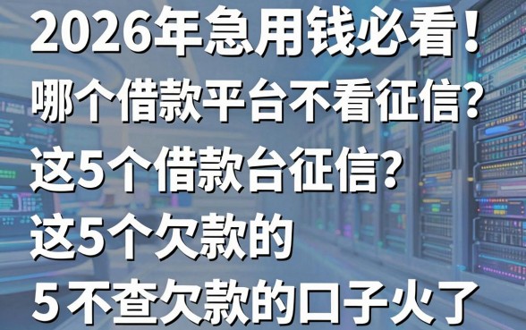2026年急用钱必看!哪个借款平台不看征信?这5个不查欠款的口子火了