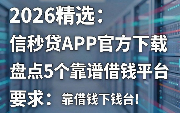 2026精选：信秒贷APP官方下载，盘点5个靠谱借钱平台！