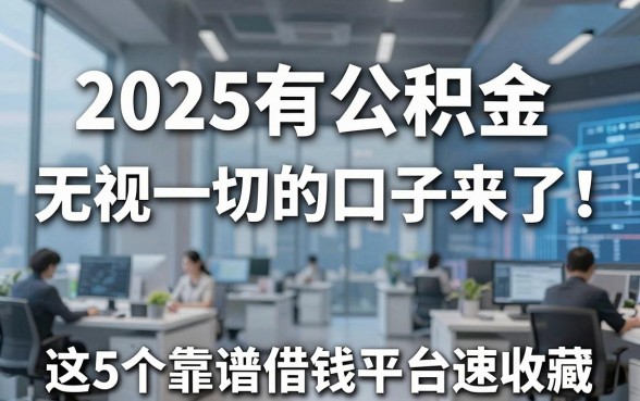 2025有公积金无视一切的口子来了!这5个靠谱借钱平台速收藏