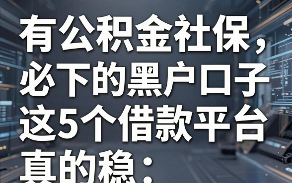 有公积金社保必下的黑户口子,这5个借款平台真的稳!