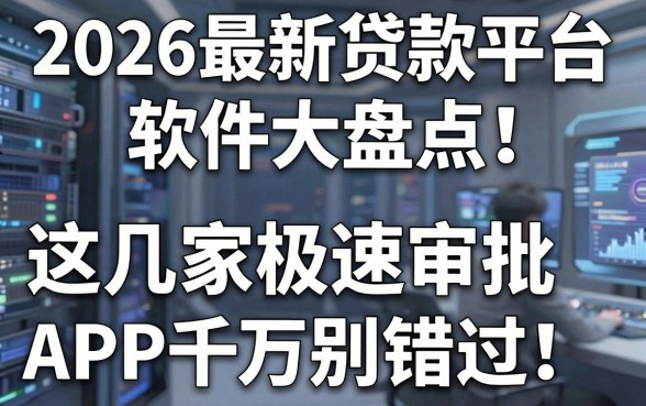 2026最新贷款平台软件大盘点!这几家极速审批APP千万别错过