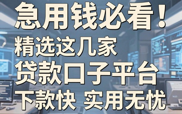 急用钱必看!精选这几家贷款口子平台,下款快又实用无忧!