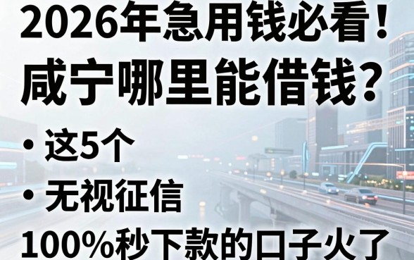 2026年急用钱必看！咸宁哪里能借钱？这5个无视征信黑白、100%秒下款的口子火了
