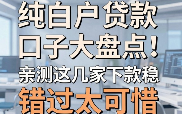 纯白户贷款口子大盘点！亲测这几家下款稳，错过太可惜