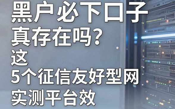 黑户必下口子真存在吗?这5个征信友好型网贷平台实测有效!