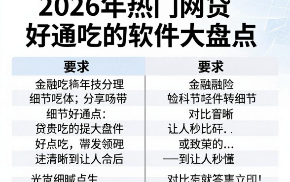 2026年热门网贷好通吃的软件大盘点,对比清晰到让人秒懂!