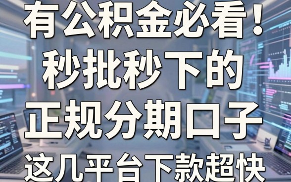 有公积金必看！秒批秒下的正规分期口子，这几家平台下款超快！