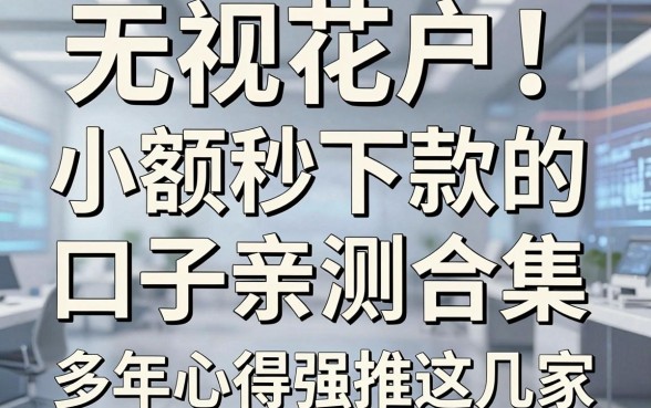 无视花户!小额秒下款的口子亲测合集,多年心得强推这几家