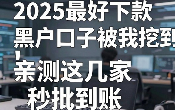 2025最好下款的黑户口子被我挖到了！亲测这几家秒批到账，绝了