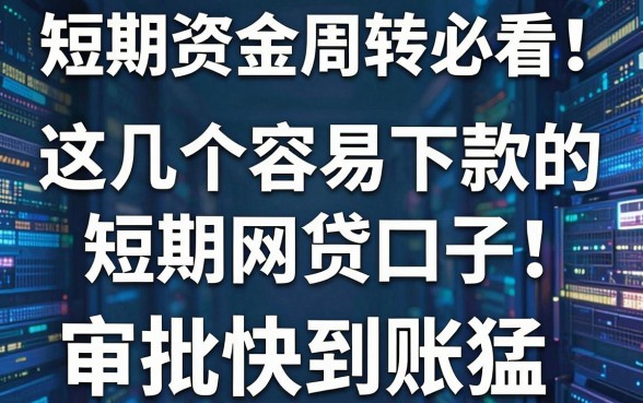 短期资金周转必看！这几个容易下款的短期网贷口子，审批快到账猛