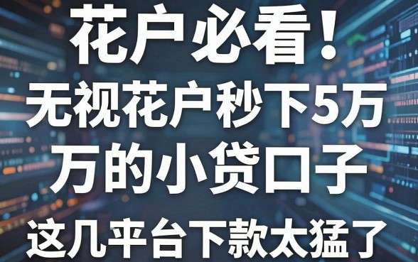 花户必看!无视花户秒下5万的小贷口子,这几家平台下款太猛了