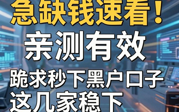 急缺钱速看!亲测有效,跪求秒下黑户口子这几家稳下