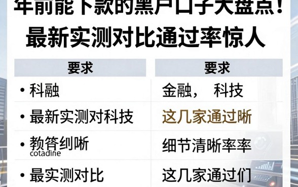 年前能下款的黑户口子大盘点!最新实测对比,这几家通过率惊人