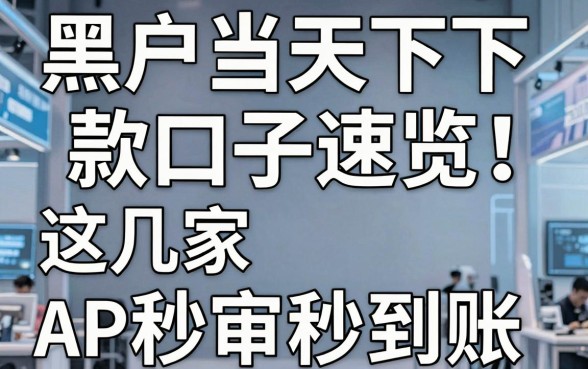 黑户当天下款口子速览!这几家APP秒审秒到账