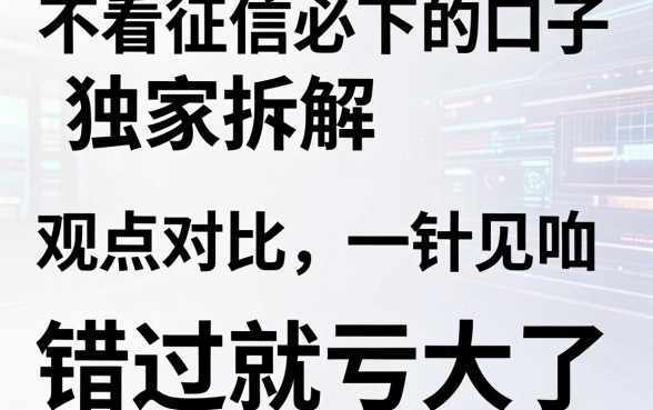 不看征信必下的口子独家拆解,观点对比一针见血,错过就亏大了!