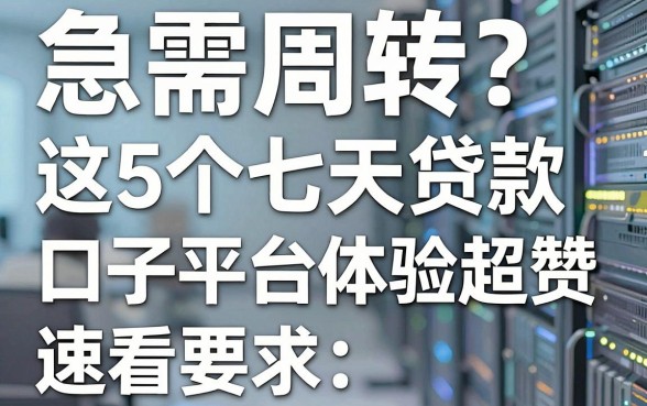 急需周转?这5个七天贷款口子平台体验超赞,速看!