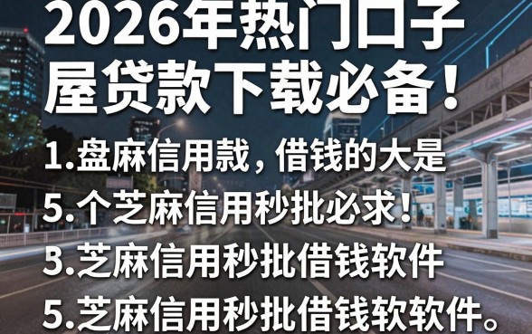 2026年热门口子屋贷款下载必备!盘点5个芝麻信用秒批借钱软件