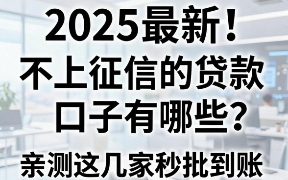 2025最新!不上征信的贷款口子有哪些?亲测这几家秒批到账