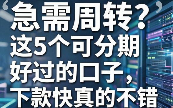 急需周转?这5个可分期好过的口子,下款快真的不错!