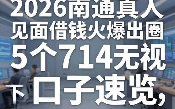 2026南通真人见面借钱火爆出圈,5个714无视逾期秒下口子速览