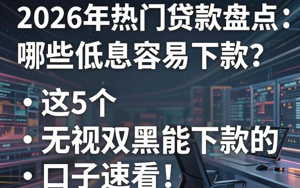 2026年热门贷款盘点:哪些低息容易下款?这5个无视双黑能下款的口子速看!