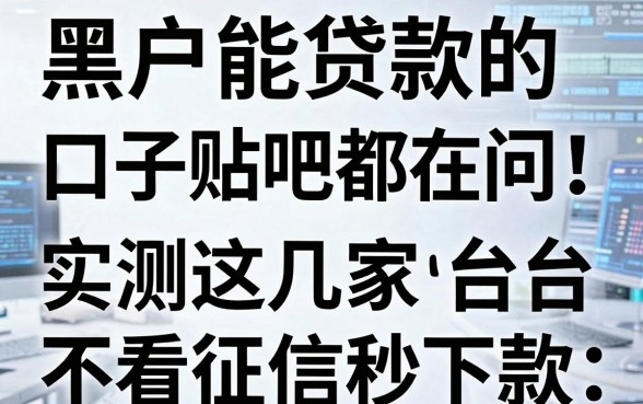 黑户能贷款的口子贴吧都在问！实测这几家平台不看征信秒下款