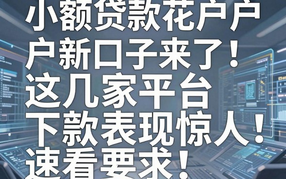 小额贷款花户户新口子来了！这几家平台下款表现惊人，速看