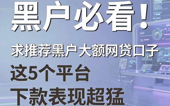 黑户必看!求推荐黑户大额网贷口子,这5个平台下款表现超猛