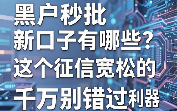 黑户秒批新口子有哪些?这5个征信宽松的网贷利器千万别错过!