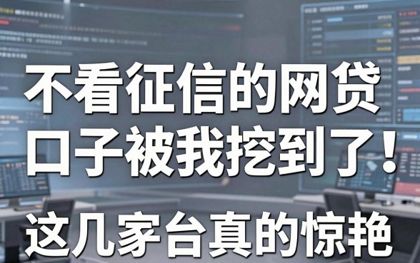 不看征信的网贷口子被我挖到了！这几家平台真的惊艳