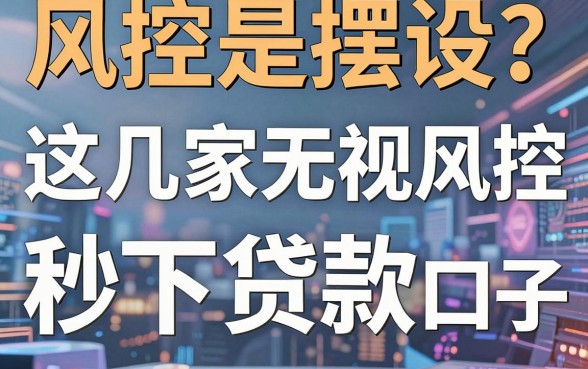 风控是摆设?这几家无视风控秒下贷款口子,下款速度太惊人!