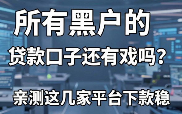 所有黑户的贷款口子还有戏吗？亲测这几家平台下款稳！