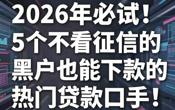 2026年必试!5个不看征信的黑户也能下款的热门贷款口子