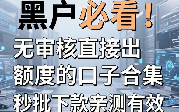 黑户必看!无审核直接出额度的口子合集,秒批下款亲测有效