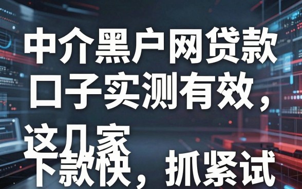 中介黑户网贷款口子实测有效,这几家下款快抓紧试!