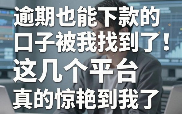 逾期也能下款的口子被我找到了！这几个平台真的惊艳到我了！